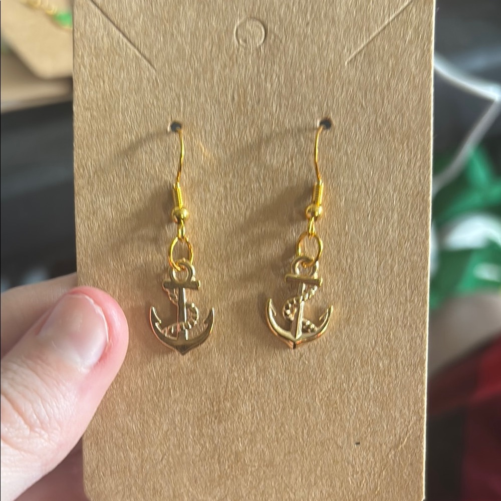 Gold Anchor Earrings